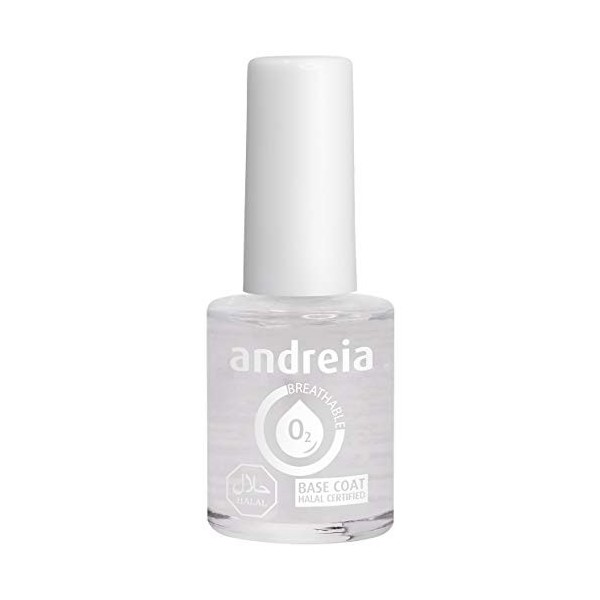 Andreia Vernis Halal Base - Vernis à Ongles Végétalien Brillant, Perméable & Respirant Conforme aux Exigences Halal - Haute Q