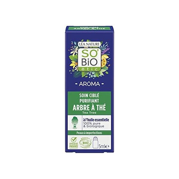 SOBiO étic - Roll-On SOS imperfections Arbre à thé - Aroma - Peau à imperfections - Certifié Cosmebio - Roll-on de 5 ml