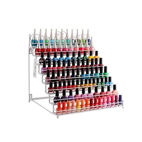 P&B Support en métal pour vernis à ongles, 80 bouteilles de vernis à ongles, 8 niveaux, étagère de rangement pour flacons dh