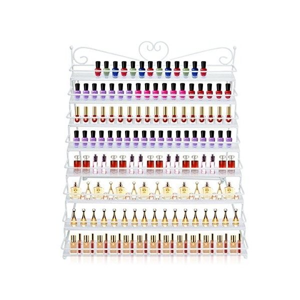 P&B Support en métal pour vernis à ongles, 80 bouteilles de vernis à ongles, 8 niveaux, étagère de rangement pour flacons dh