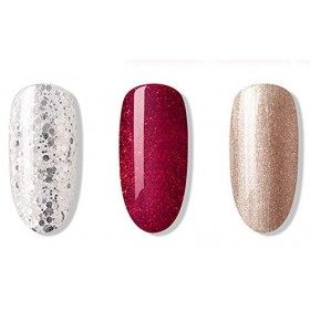 Ensemble de vernis à ongles en gel Bluesky, jeu cadeau trio, argent, rouge, or, paillettes, 3 x 5 ml nécessite du séchage de