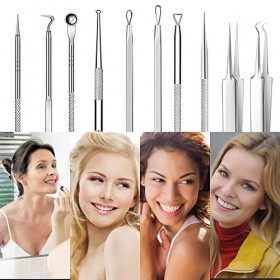 10Pcs Extracteur Point Noirs Professional Trousse à Outils, Blackhead Remover Outil avec Boîte Extracteur de Point Noir pour 