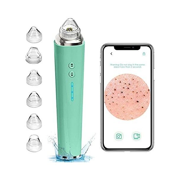 Aspirateur Point Noir, prabensei Nettoyant Pour Pores Du Visage Visible WIFI Amélioré Avec Caméra à Boutons Avec 6 Têtes das ...