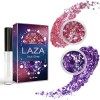 Laza Body Glitter, 2 Jars Holographic Chunky Sequins with Glitter Glue for Women Girls Eyeshadow Makeup Face Paint Festival R