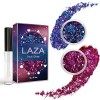 Laza Body Glitter, 2 Jars Holographic Chunky Sequins with Glitter Glue for Women Girls Eyeshadow Makeup Face Paint Festival R