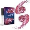 Laza Body Glitter, 2 Jars Holographic Chunky Sequins with Glitter Glue for Women Girls Eyeshadow Makeup Face Paint Festival R