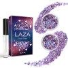 Laza Body Glitter, 2 Jars Holographic Chunky Sequins with Glitter Glue for Women Girls Eyeshadow Makeup Face Paint Festival R