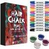 Hair Chalk Pens and Glitter - 12 Chalks and 4 Glitters -Deluxe Set of Colour Crayons - Girls Birthday Rainbow Gift Present