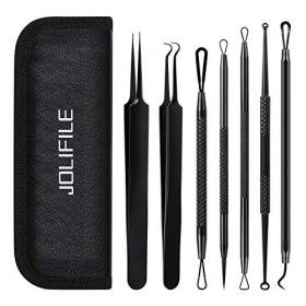 Dissolvant de points noirs JOLIFILE, outil de suppression de boutons noirs 7 pièces, ensemble dextracteur de comédons dacné