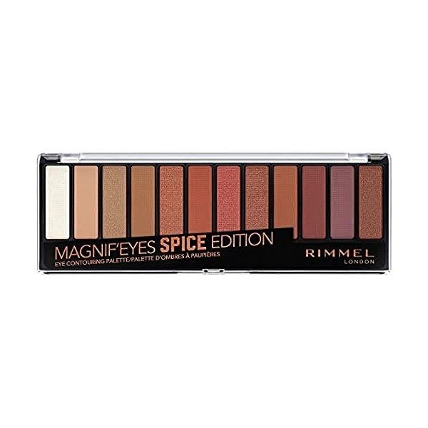 Rimmel - Ombre à Paupières Palette MagnifEyes 12 Pan - Fini mat, satiné et brillant - Longue Tenue - 005 Spice Edition - 14,