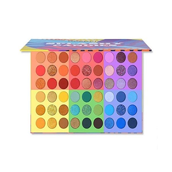 UCANBE 54 couleurs fard à paupières 6 en 1 paillettes scintillantes palette de maquillage mat look vif ombre à paupières poud