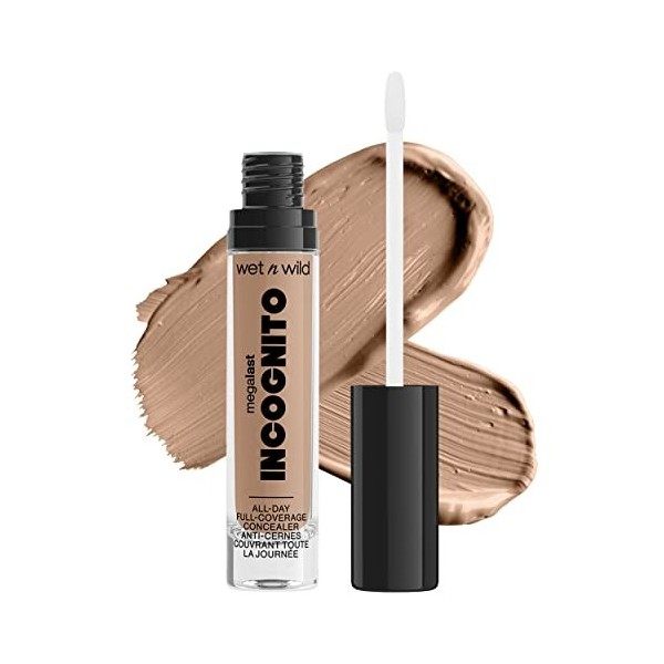 wet n wild, Megalast Incognito Full-Coverage Concealer, Harmonieux et Richement Pigmenté, Couvrance Moyenne à Complète, Rendu