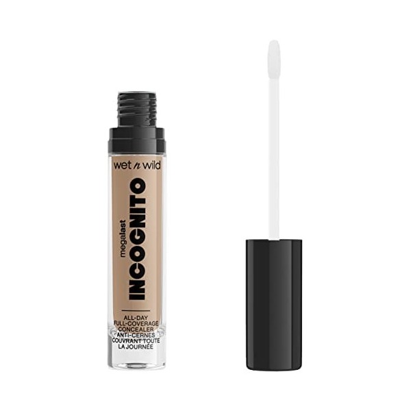 wet n wild, Megalast Incognito Full-Coverage Concealer, Harmonieux et Richement Pigmenté, Couvrance Moyenne à Complète, Rendu...