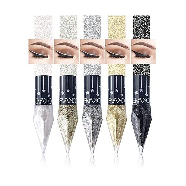 MTUVKGT 5 Colour de Ensemble Eyeliner Liquide à Paillette Diamant, Fard à Paupières Liquide Brillant, Fard à Paupière Creme S