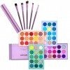 Kit de maquillage glacé de beauté, palette de fards à paupières 60 couleurs et ensemble de pinceaux de maquillage 5 pièces, p