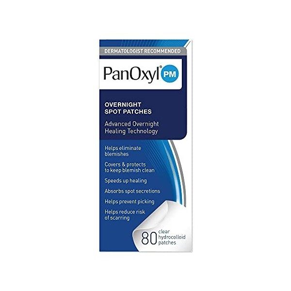 PanOxyl – Lot de 80 patchs PM anti-bouton de nuit, technologie avancée de guérison hydrocolloïde, sans parfum Crème Jour et Nuit