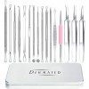 Dermated [Lot de 16] Outils tire-comédons | Kit doutils professionnels en acier inoxydable pour tire-comédons, imperfections