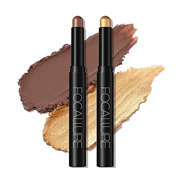 2 Pcs Bâton de fard à paupières chatoyant,mat Cream Eyeshadow Stick,les yeux étincelant mat, maquillage pour les yeux fard à ...