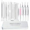 Kit de 16 outils de retrait de lacné pour imperfections - Kit doutils pour retirer les points noirs - Outil professionnel e