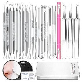YOUYISI Outils de retrait de points noirs pour le nez et le visage, kit doutils professionnels pour enlever lacné, pince à C...