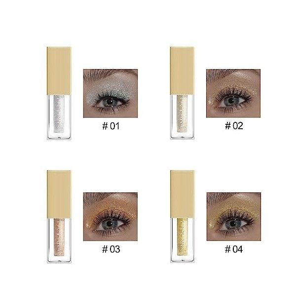Gireatick 12Pcs Glitter Liquid Eyeshadow Set, 12 Couleurs Metallic Shimmer EyeShadow Makeup Kit, pour Créer Des Paillettes Mé