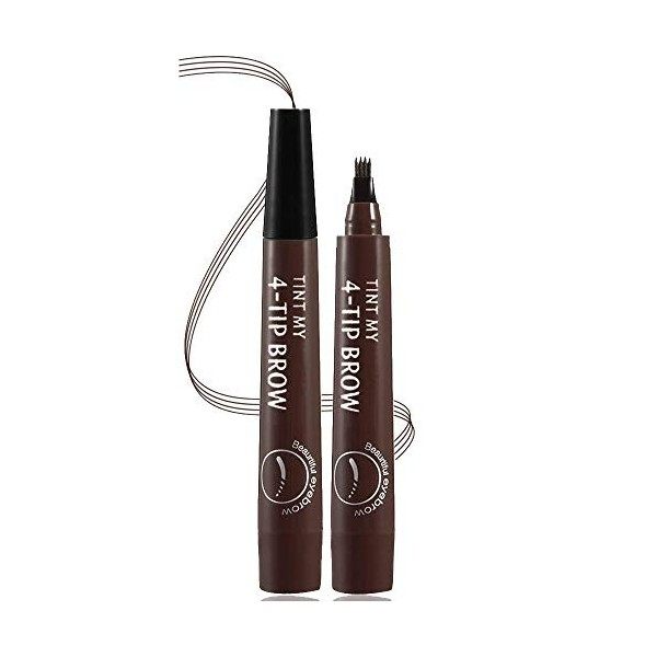 QUEMISS Stylo De Sourcil, Crayon à Sourcils 4 Points, Stylo à Sourcils Microblading, Sourcils Naturels De Maquillage Durable,