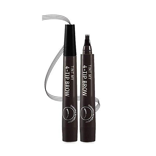 QUEMISS Stylo De Sourcil, Crayon à Sourcils 4 Points, Stylo à Sourcils Microblading, Sourcils Naturels De Maquillage Durable,