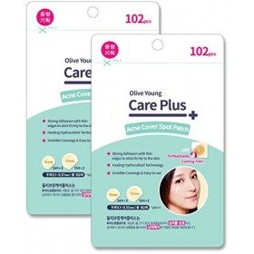 ROUND AROUND Olive Young Care Plus Lot de 204 patchs hydrocolloïdes pour boutons dacné et boutons non testés sur les animau C...