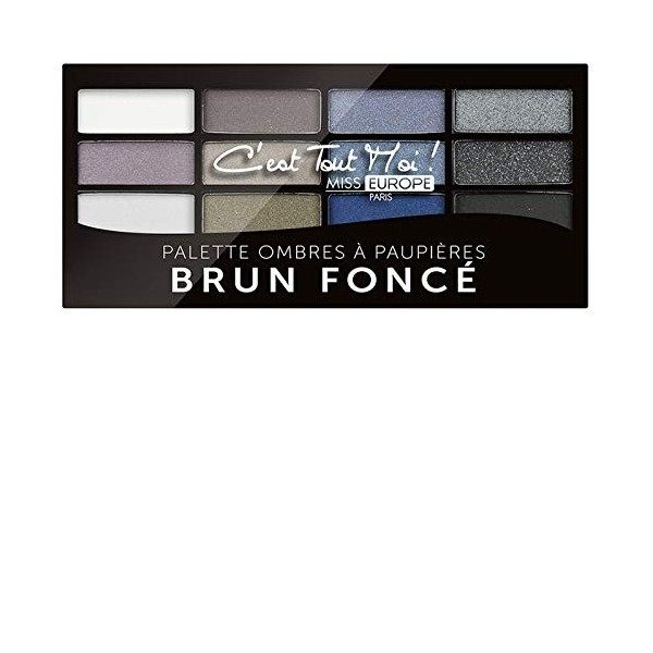 Ombre à Paupières, Palette Maquillage 12 Couleurs Foncées Bleus & Gris, 12 Gr