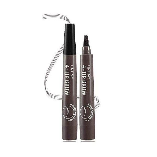 QUEMISS Stylo De Sourcil, Crayon à Sourcils 4 Points, Stylo à Sourcils Microblading, Sourcils Naturels De Maquillage Durable,