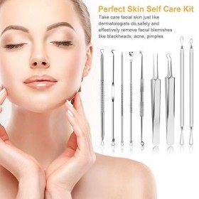 Lot de 9 outils professionnels pour enlever les points noirs et les boutons - En acier inoxydable - Pour enlever les points n...
