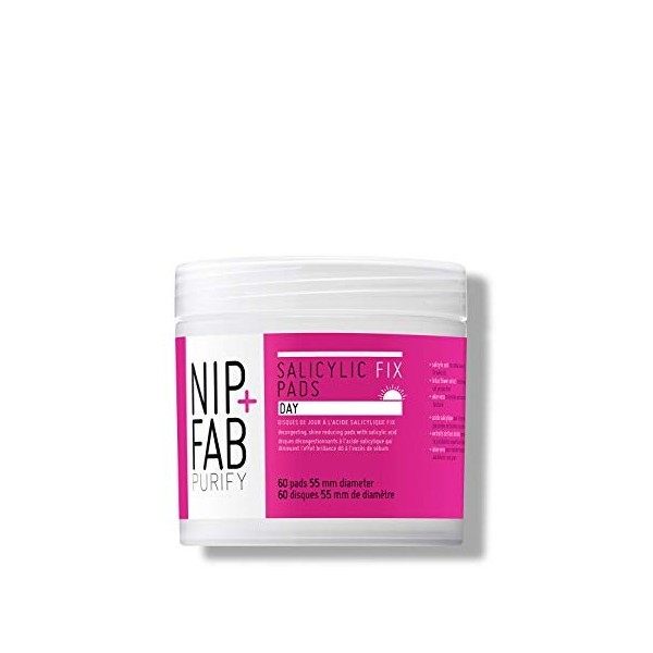 Nip+Fab Salicylic Fix 60 Coussinets De Jour Pour Le Visage À LAloe Vera | Tampon Exfoliant Bha Pour LHydratation De La Peau C...