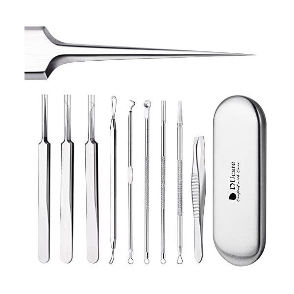 Lot de 9 tire-comédons avec étui de protection et boîte de transport Crème Jour et Nuit