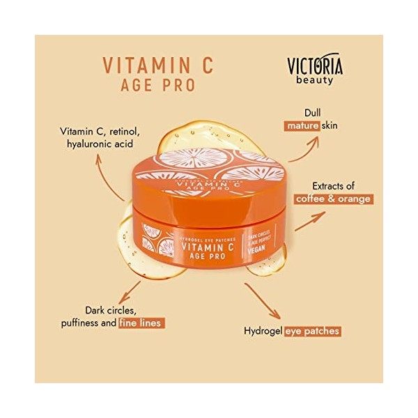 Victoria Beauty Age Pro Lot de 60 patchs sous les yeux pour les yeux gonflés, les cernes et les poches oculaires – avec vitam