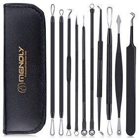 Mooly Kit de 10 outils pour enlever facilement et rapidement les points noirs, boutons et imperfections sur le visage, avec s...
