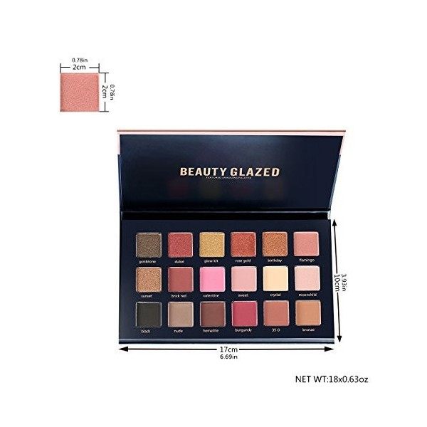 Beauty Glazed 18 couleurs rose doré palette de fard à paupières texturé mat + miroitant couleurs naturelles pigments élevés i