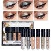 Ensemble de fard à paupières liquide 6 couleurs, scintillant de diamant métallique, kits de maquillage pour les yeux étincela