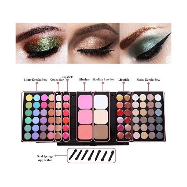 Neliho set palette 78 colori per makeup cosmetici professionali, include rossetto correttore ombretti lucidalabbra fard cipri