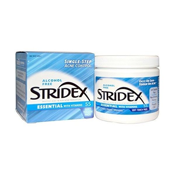 Stridex Tampons pour le traitement quotidien de lacné - Formule à base dacide salicylique - Peau normale - 55/paquet