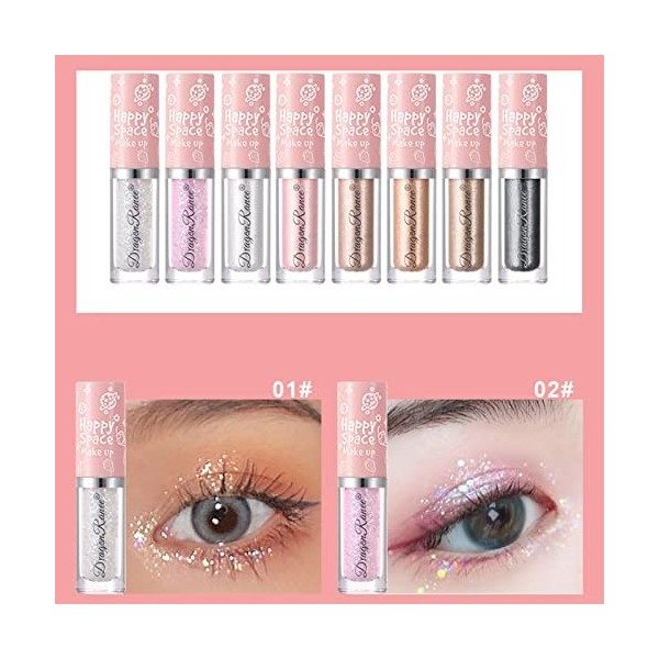 8 Couleurs Liquid Glitter Eyeshadow Sparkly Eyeshadow Sticks Longue Durée Imperméable à l’eau Shining Eye Shadow Sparkle Glow