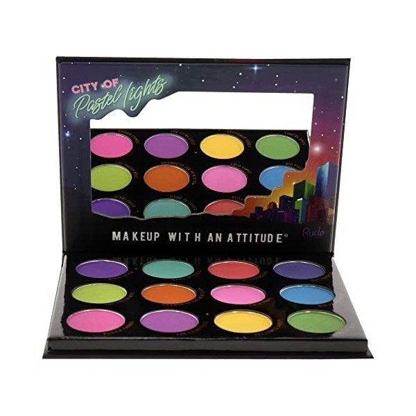 Rude Cosmetics City of Pastel Lights - 12 Pastel Pigment and Eyeshadow Palette For Women 0.41 oz Eye Shadow