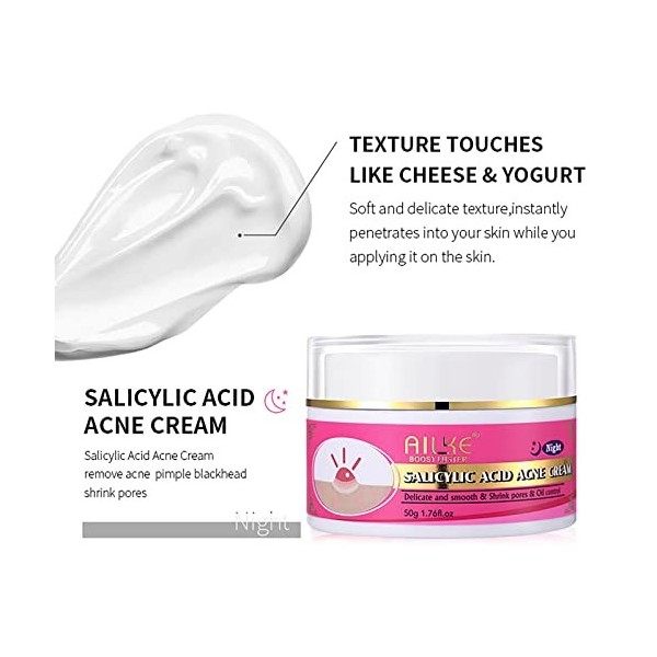 La Crème Anti-acné à Lacide Salicylique Bat Efficacement La Peau Sujette à Lacné, Rafraîchit, Contrôle Le Sébum Et Prévient C...
