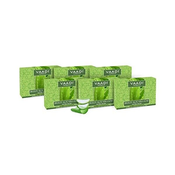 Value Pack of 6 Natural Aloe Vera Soap 75 gms x 6 Anti-Acne - Oil Control - Skin Lightening Soap- Deep Moisturiser Smooth F C...