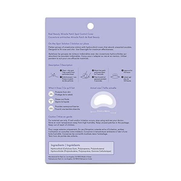 Rael Acne Pimple Healing Patch - Large Spot Control Cover, Long Size, Hydrocolloid Strip for Breakouts, Extra Coverage Acne P...