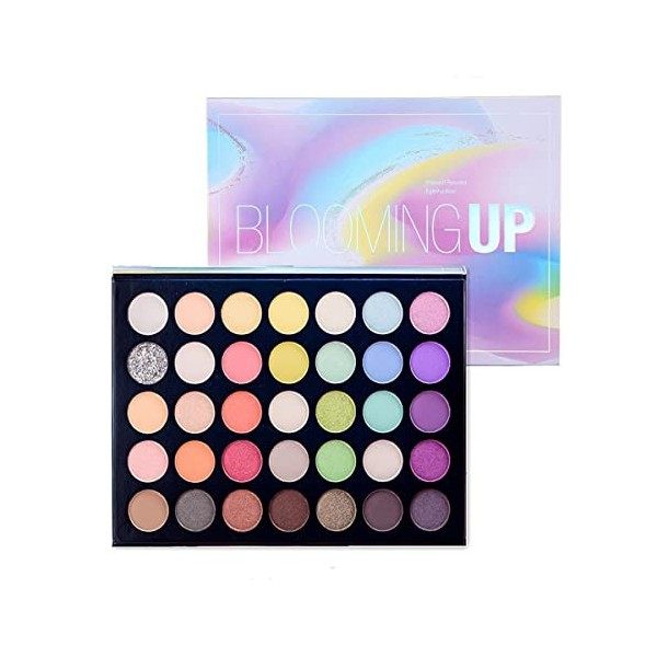 Beauty Glazed 35 Colors Palette de fards à paupières Highly Pigmented Matte and Shimmer Blendable Glamorous Waterproof Long-L