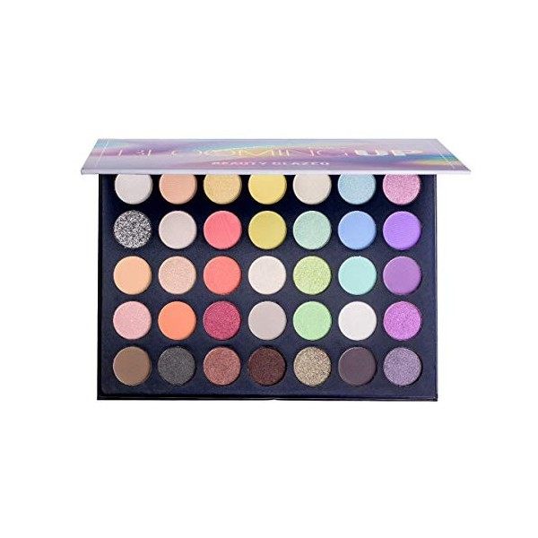 Beauty Glazed 35 Colors Palette de fards à paupières Highly Pigmented Matte and Shimmer Blendable Glamorous Waterproof Long-L