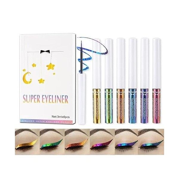 6 couleurs Caméléon Liquid Eyeshadow Metallic Glitter Shimmer Eye Shadow Set Longue Durée Imperméable Multichrome Ombres à Pa