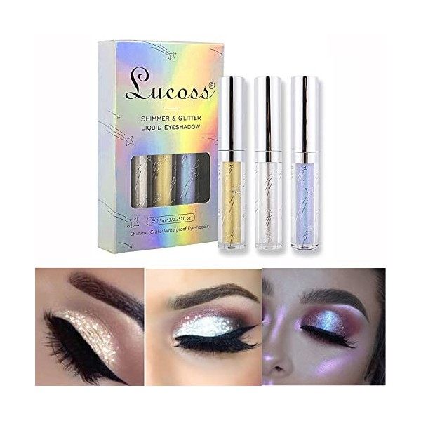 Fard à paupières,Fard à Paupière Paillette Liquid Shine Matalic Maquillage Yeux Imperméable Glitter et Glow Ombre à paupières