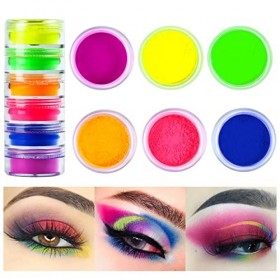 Beteligir Poudre de fard à paupières pigment néon 6 couleurs, Pigments dombre à paupières UV Glow, poudre de fard à paupière