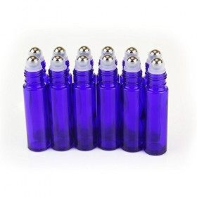 YIZHAO Bleu Flacon Roll On Vide 10ml, Flacon Roll On en Verre, pour Huile Essentielle, Rechargeable, Aromathérapie, Parfum, M...